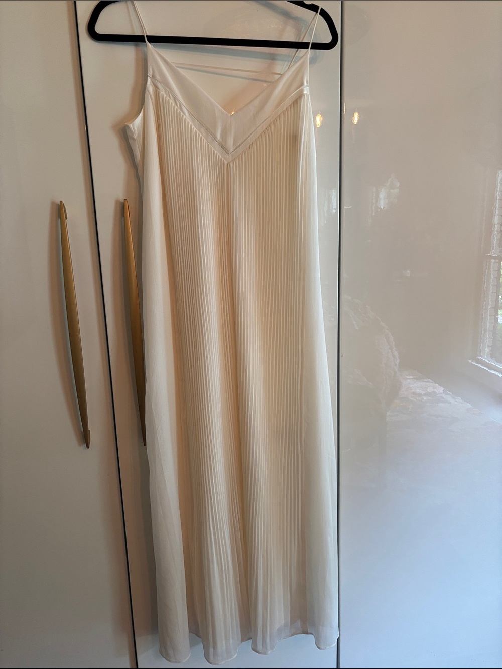 Club Monaco Cream Pleated Maxi Slip Dress-New with Tags